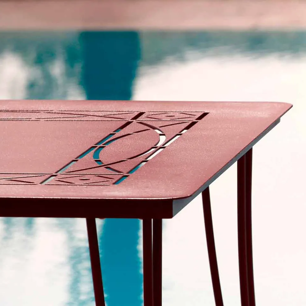 Gartentisch, handgefertigt, aus lackiertem Eisen Made in Italy - Zagato