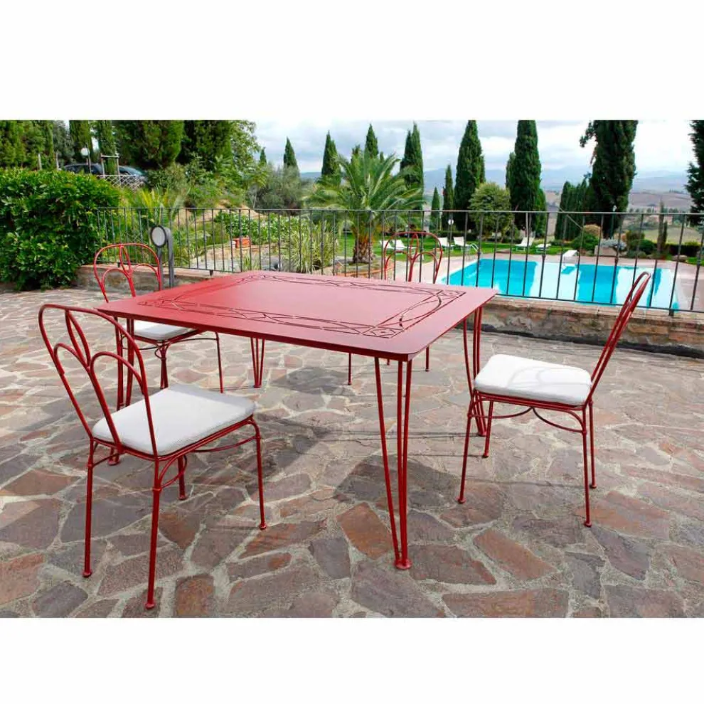 Gartentisch, handgefertigt, aus lackiertem Eisen Made in Italy - Zagato