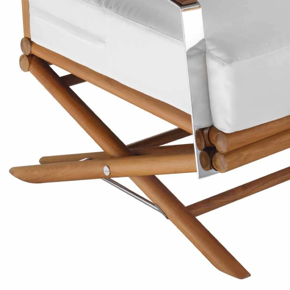 3-Sitzer-Sofa im Freien aus Naturholz oder schwarzem und luxuriösem Stoff - Suzana