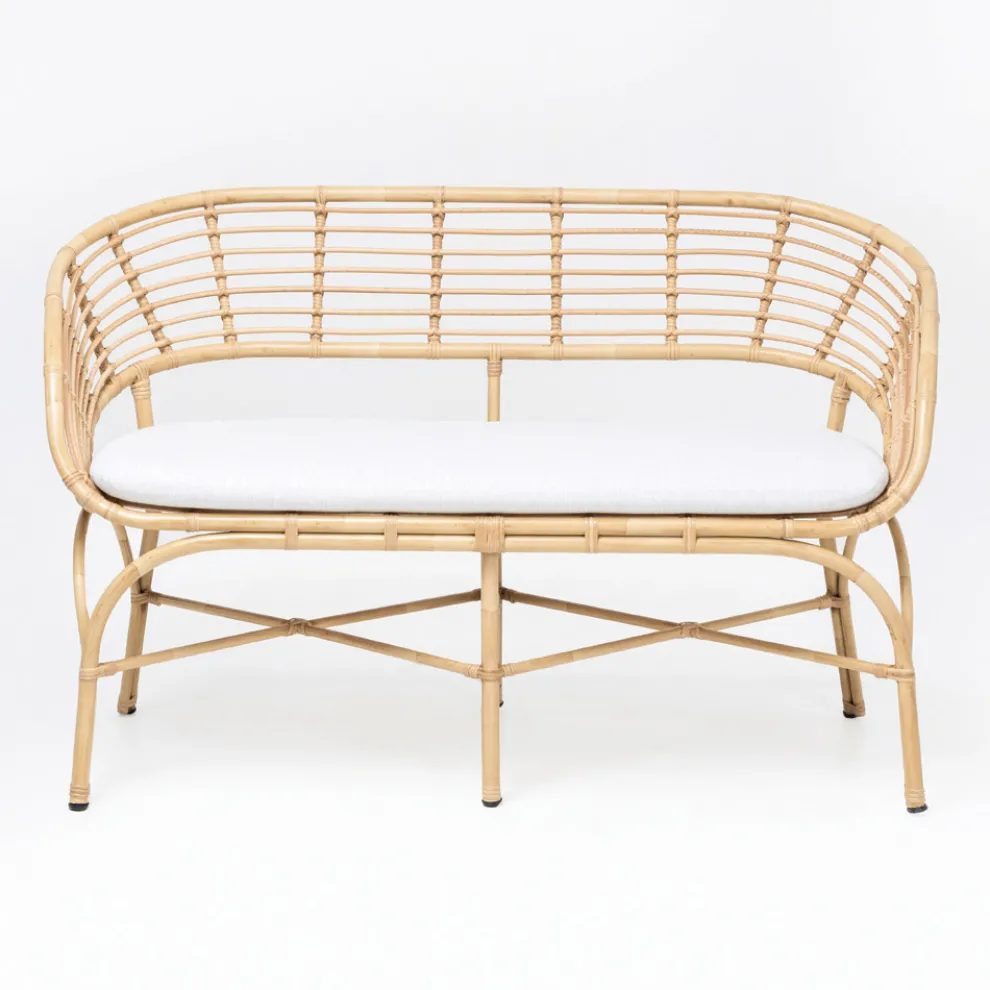 Gartensofa aus Aluminium- und Polyrattan-Geflecht und Kissen - Ellide