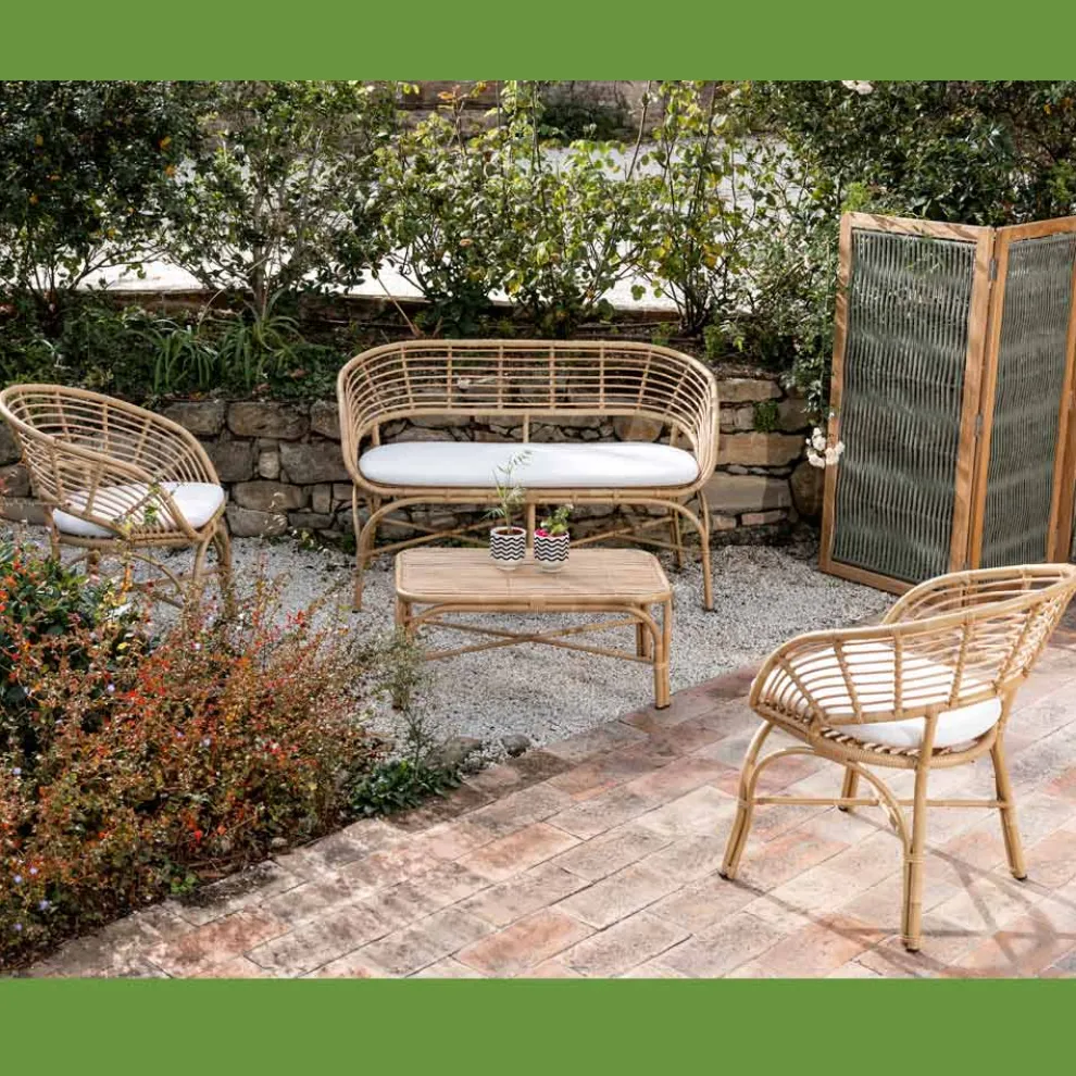 Gartensofa aus Aluminium- und Polyrattan-Geflecht und Kissen - Ellide