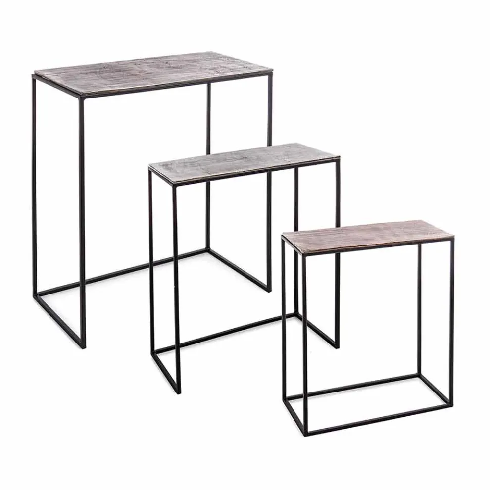 Zusammensetzung 3 Couchtische aus Aluminium und Stahl Homemotion - Salvio