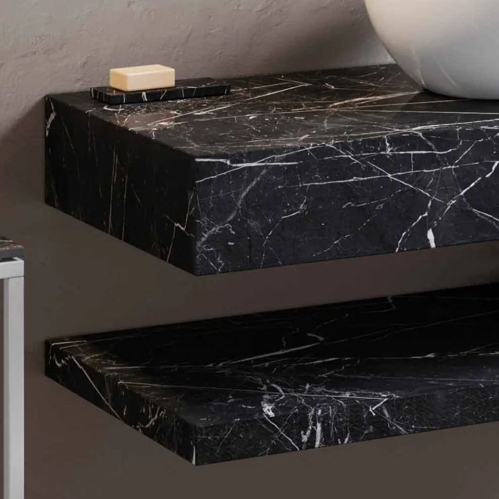 Zusammensetzung 3 Hängende Badezimmermöbel aus Feinsteinzeug Made in Italy - Ramina