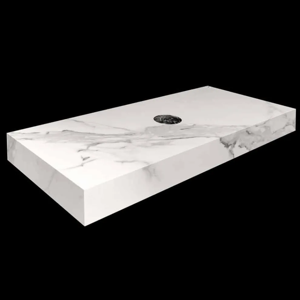 Zusammensetzung 3 Hängende Badezimmermöbel aus Feinsteinzeug Made in Italy - Ramina