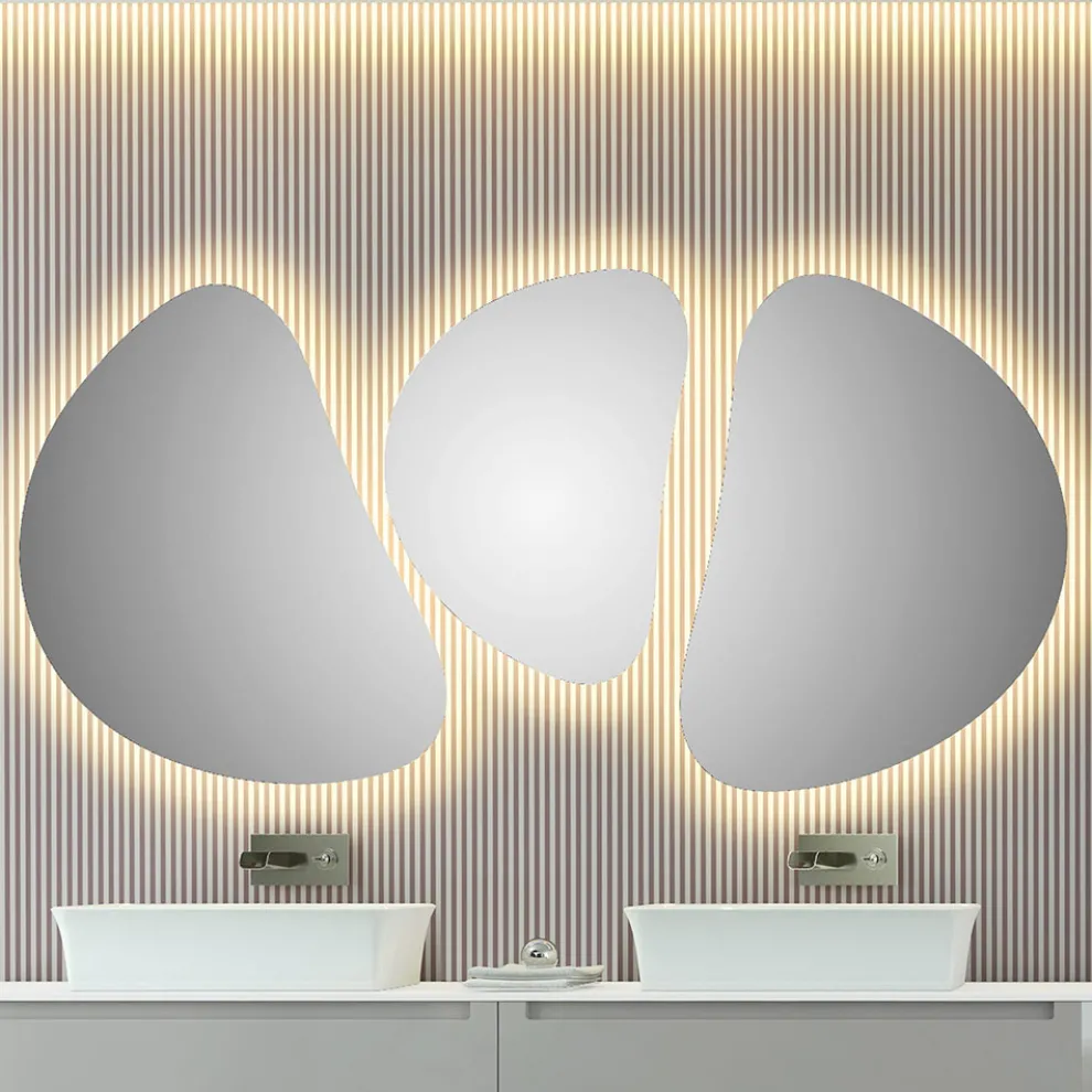Zusammensetzung 3 Wandspiegel mit LED-Beleuchtung Made in Italy - Fagiolao