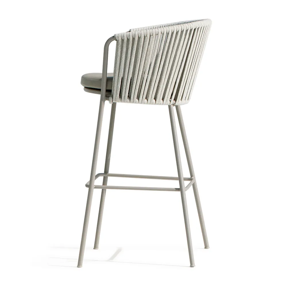 Outdoor-Barhocker aus verzinktem Stahl und Seil Made in Italy - Bronn